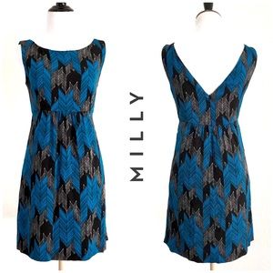 Milly Sleeveless Abstract Chevron Print  Dress